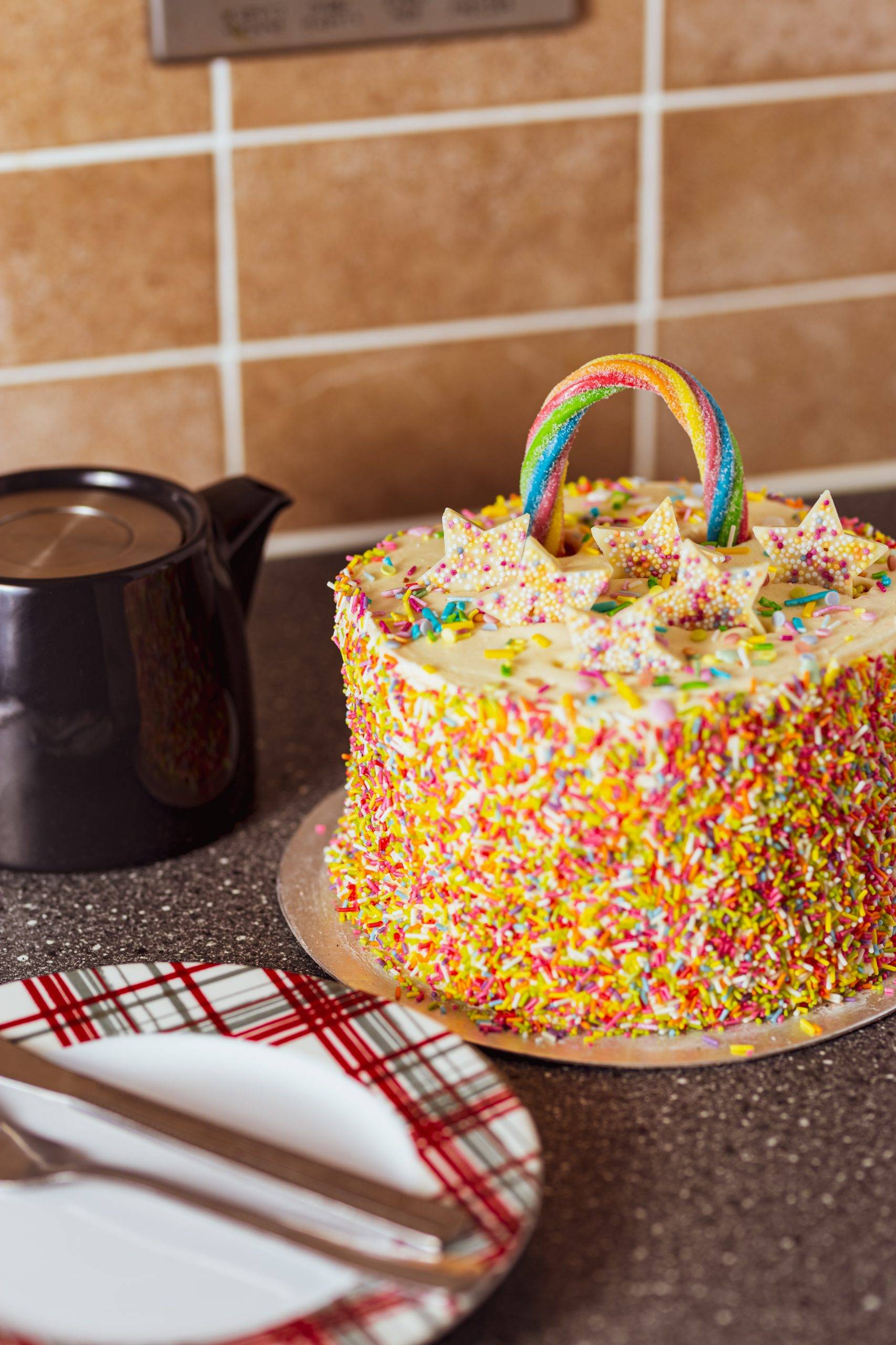 Rainbow Cake Delivered Rainbow Layer Birthday Cake Online UK Desserts Delivered Bakery