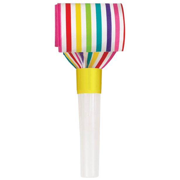 Rainbow Stripe Squawker Blowouts 8 PACK