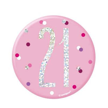 Age 21 Glitz Pink Badge