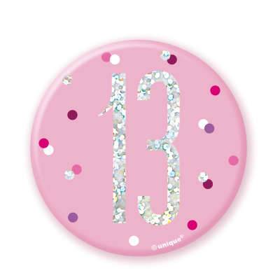 Age 13 Glitz Pink Badge