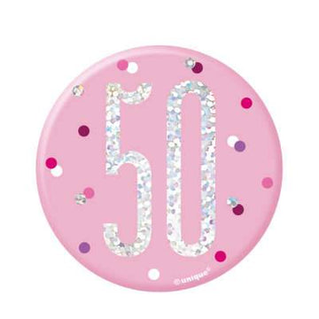 Age 50 Glitz Pink Badge